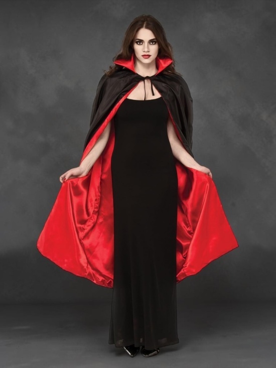Other - Vampire Cape Black Red Satin Cloak 48” Halloween Costume NWT